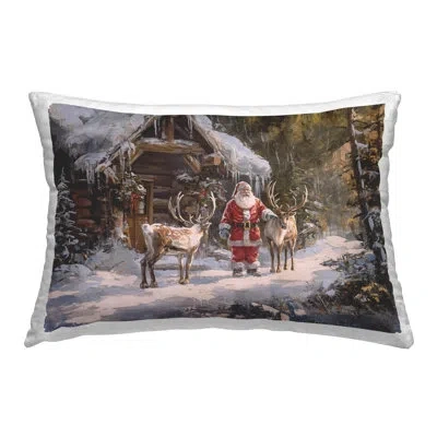 Stupell Industries Traditional Santa By Cabin Decorative Printed Throw Pillow By Imagine It Images In Brown
