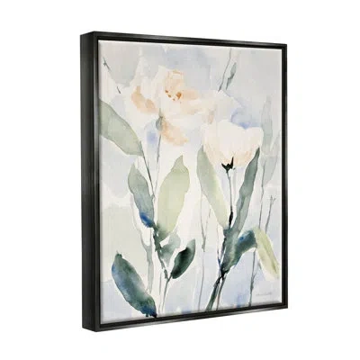 Stupell Industries Traditional White Flower Blossoms Watercolor Detail By Lanie Loreth - Floater Frame Painting On Canv In Jet Black Floater Frame