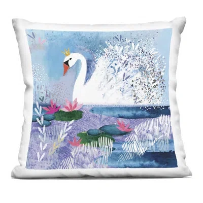 Stupell Industries Tranquil Crowned Swan Decorative Printed Throw Pillow, Design By Clare Tupper In Blue