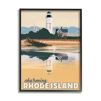 Stupell Industries Travel Charming Rhode Island In Midnight Black Framed Giclee