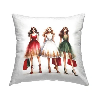 Stupell Industries Trendy Christmas Girls Decorative Printed Throw Pillow By Amanda Greenwood In White