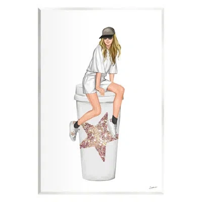 Stupell Industries Trendy Fashionable Girl Coffee Cup By Ziwei Li Graphic Art In Mdf