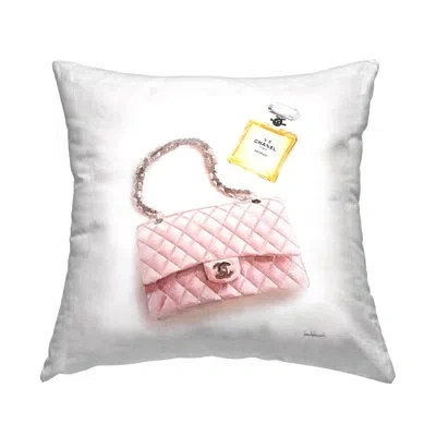 Stupell Industries Trendy Pink Glam Fashion Purse Perfume Printed Throw Pillow By Amanda Greenwood In Beige