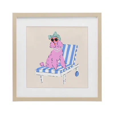 Stupell Industries Trendy Poodle Lounge Chair Framed Print Under Glass, Design By Krissy Mast In Harvest Pine Frame