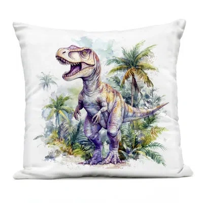 Stupell Industries T-rex Among Palm Trees Outdoor Printed Pillow, Design By Creative Studio, 18 X 7 X 18 In Green