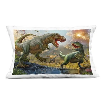 Stupell Industries T-rex Encounter At Riverbank Decorative Printed Throw Pillow, Design By Henriette Chinaglia In Tan