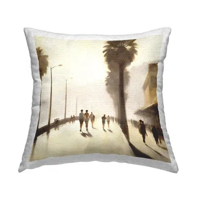 Stupell Industries Tropical Beachside Track Outdoor Printed Pillow By Noah Bay In Tan