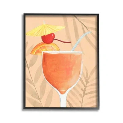 Stupell Industries Tropical Cocktail With Fruit Framed Giclee Art By Annie Warren In Midnight Black Framed Giclee