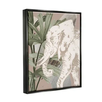 Stupell Industries Tropical Jungle Elephant By Patricia Pinto In Luster Gray Floater Frame