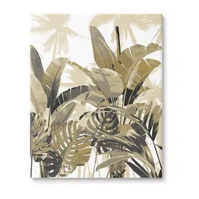Stupell Industries Tropical Layered Summer Palms Canvas Art In Green
