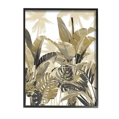 Stupell Industries Tropical Layered Summer Palms Framed Print In Green
