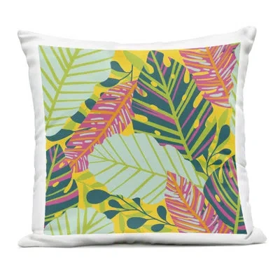 Stupell Industries Tropical Leaf Toss Outdoor Printed Pillow Design By Jilly Jack Designs In Green