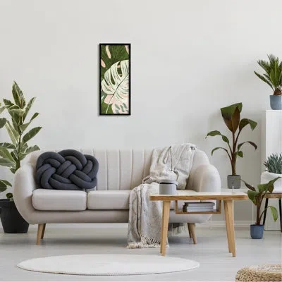 Stupell Industries Tropical Monstera Leaf Shapes Giclee Art By Ziwei Li In Midnight Black Framed Giclee