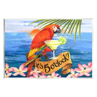 Stupell Industries Tropical Parrot With Cocktail Canvas Wall Art Design By David Sands In Multicolor