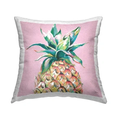 Stupell Industries Tropical Pineapple Top Soft Pink Color Pop Outdoor Printed Pillow By Patricia Pinto In Green;yellow;pink