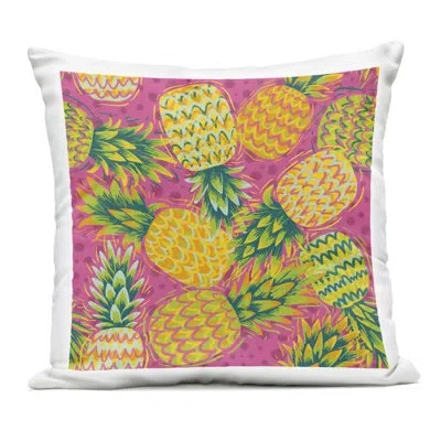 Stupell Industries Tropical Pineapples On Dots Outdoor Printed Pillow Design By Jilly Jack Designs In Pink