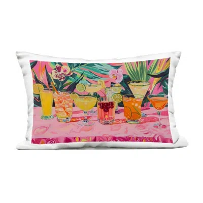 Stupell Industries Tropical Pink Cocktail Party Outdoor Printed Pillow, Design By Lsr Design Studio