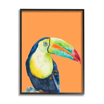 Stupell Industries Tropical Toucan Vivid Beak Rainforest Bird By Patricia Pinto - Floater Frame Graphic Art On Canvas In Midnight Black Framed Giclee