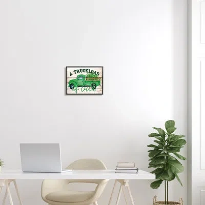 Stupell Industries Truckload Of Luck St Patrick's Day Farmhouse By Kim Allen - Floater Frame Graphic Art On Wood In Midnight Black Framed Giclee