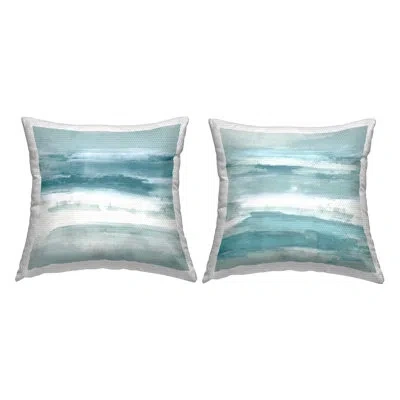 Stupell Industries Turquoise White Abstract Forms 2 Piece Outdoor Printed Pillow Set By Jake Messina In Blue;white