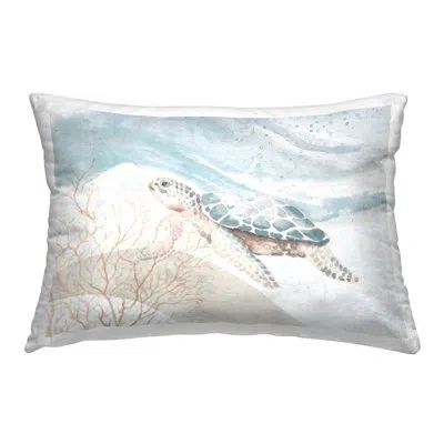 Stupell Industries Turtle On Brushed Pattern Decorative Printed Throw Pillow Design By Patricia Pinto In Blue