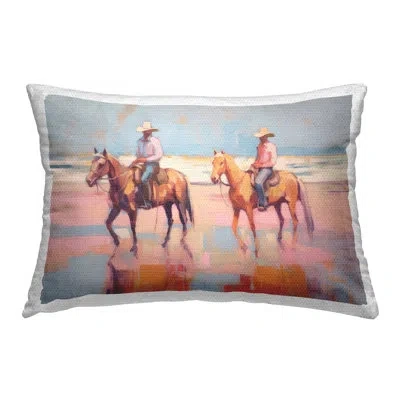 Stupell Industries Two Cowboys In Creek Outdoor Printed Pillow By Sisi And Seb In Brown