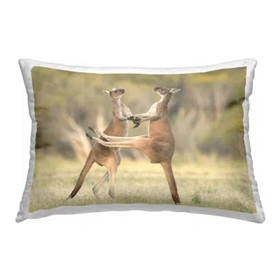 Stupell Industries Two Jumping Kangaroos Decorative Printed Throw Pillow By Lea Scaddan In Brown;green