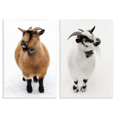 Stupell Industries Two Little Goats 2pc Wall Plaque Set, Design By Deborah Revell In White