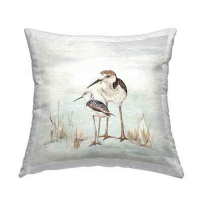 Stupell Industries Two Sandpiper Beach Birds Outdoor Printed Pillow By Patricia Pinto In Blue;brown;beige