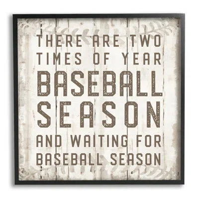 Stupell Industries Two Times Of Year Baseball Season Rustic Sports By Cad Designs - Floater Frame Textual Art On Wood In Midnight Black Framed Giclee