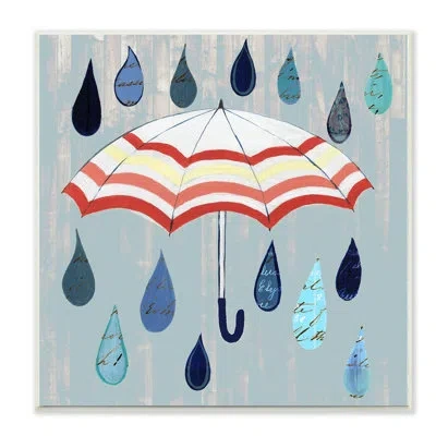 Stupell Industries 'umbrella With Rain Drops' Graphic Art Print In Wall Plaque