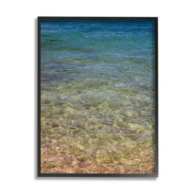 Stupell Industries Underwater Clear Sea Floor Ripples By Barbara Markoff - Floater Frame Photograph On Wood In Midnight Black Framed Giclee