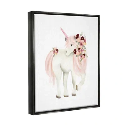 Stupell Industries Unicorn By Studio Q - Floater Frame Print On Canvas In Jet Black Floater Frame