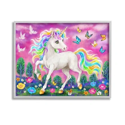 Stupell Industries " Unicorn In Meadow Single Picture Frame " By Kayomi Harai On Canvas In Farmhouse Gray Framed Giclee