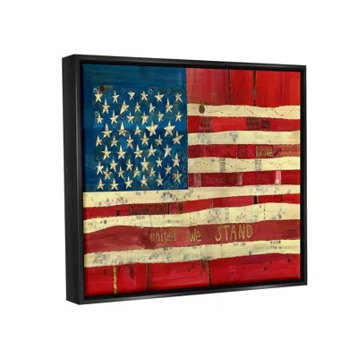 Stupell Industries United We Stand Independence Day Festive American Flag By Stephanie Burgess - Floater Frame Rectangl In Jet Black Floater Frame