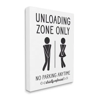 Stupell Industries Unloading Zone Witty Bathroom Symbols Casual Sign By Lettered And Lined - Floater Frame Graphic Art  In Wrapped Canvas
