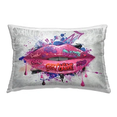 Stupell Industries Urban Graffiti Lips Outdoor Printed Pillow By Reinders In Pink