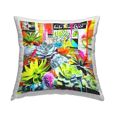 Stupell Industries Urban Graffiti Succulents Outdoor Printed Pillow By Jess Stempel In Green