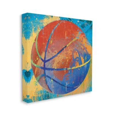 Stupell Industries Urban Splatter Sports Basketball Canvas Wall Art By Savannah Miller In Blue;red;yellow