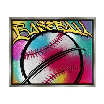 Stupell Industries Urban Sports Baseball Framed On Canvas By Marcus Prime Print In Luster Gray Floater Frame