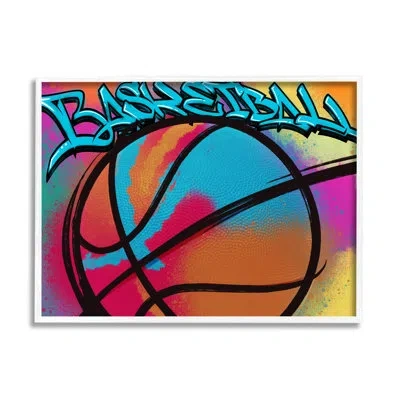 Stupell Industries Urban Sports Basketball Framed On Wood By Marcus Prime Print In Coastal White Framed Giclee