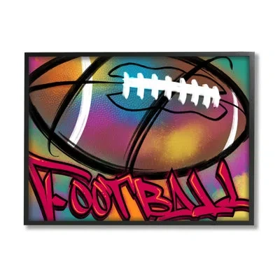 Stupell Industries Urban Sports Football By Marcus Prime Single Picture Frame Print On Canvas In Midnight Black Framed Giclee