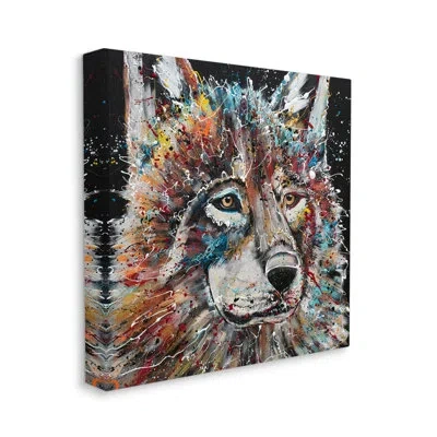 Stupell Industries Urban Wolf Graffiti Face Portrait By N/a - Wrapped Canvas Painting In Multicolor;multicolor