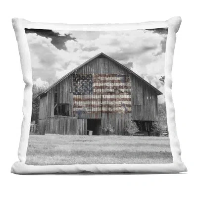 Stupell Industries Usa Flag Monochrome Barn Decorative Printed Throw Pillow, Design By Decent Exposures In Red
