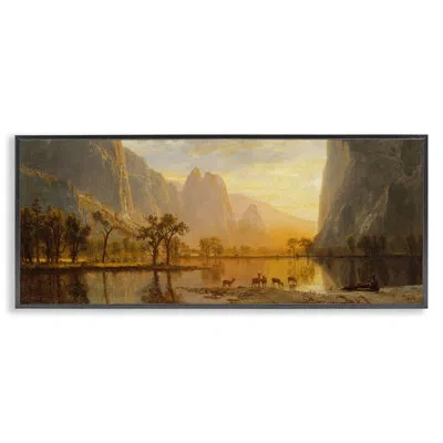 Stupell Industries Valley Of The Yosemite Albert Bierstadt - Floater Frame Painting On Canvas In Midnight Black Framed Giclee