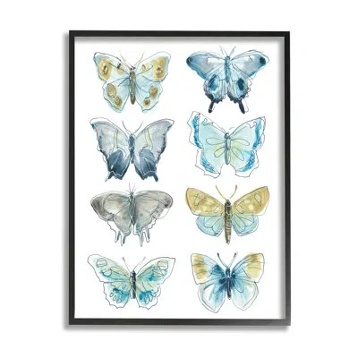 Stupell Industries Varied Butterflies And Moths Insects By June Erica Vess - Floater Frame Graphic Art On Wood In Midnight Black Framed Giclee