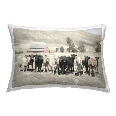 Stupell Industries Varied Cattle On Farm Decorative Printed Throw Pillow Design By Rhonda Addison In Gray