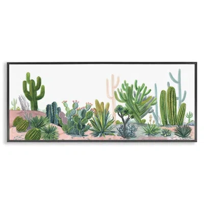 Stupell Industries Varied Desert Vegetation Cacti By Cherish Flieder - Floater Frame Graphic Art On Wood In Midnight Black Framed Giclee