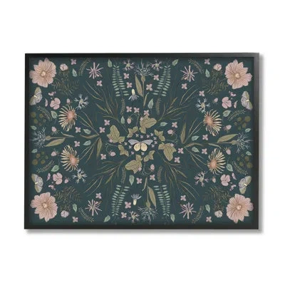 Stupell Industries Varied Floral Botanical Pattern Butterfly Insect Motif By Birgit Maria Kiennast - Floater Frame Grap In Midnight Black Framed Giclee