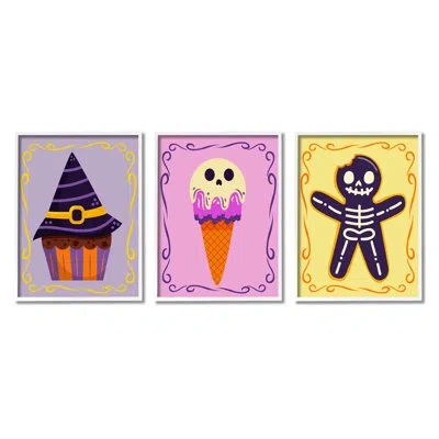 Stupell Industries Varied Halloween Desserts 3 Piece Canvas Wall Art Set Design By Lil' Rue In Wrapped Canvas